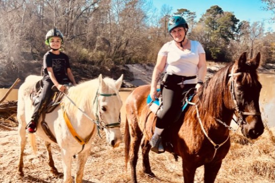 a man riding a horse