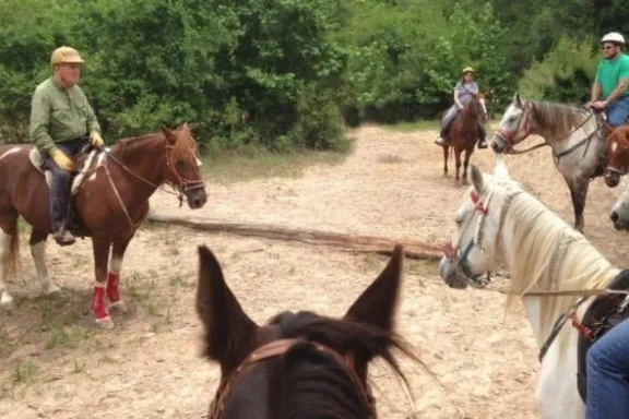 a man riding a horse