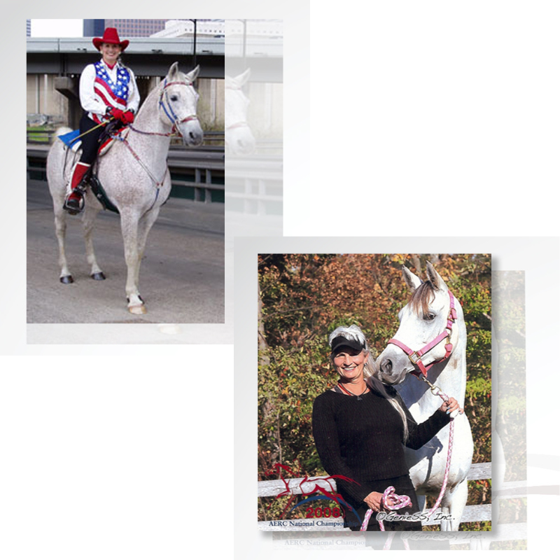 Darolyn Butler posing with horses