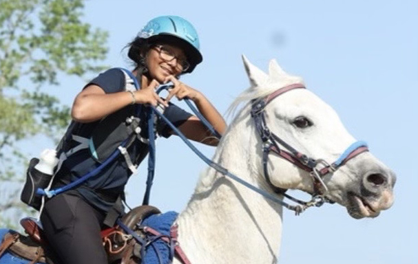 a person riding a horse